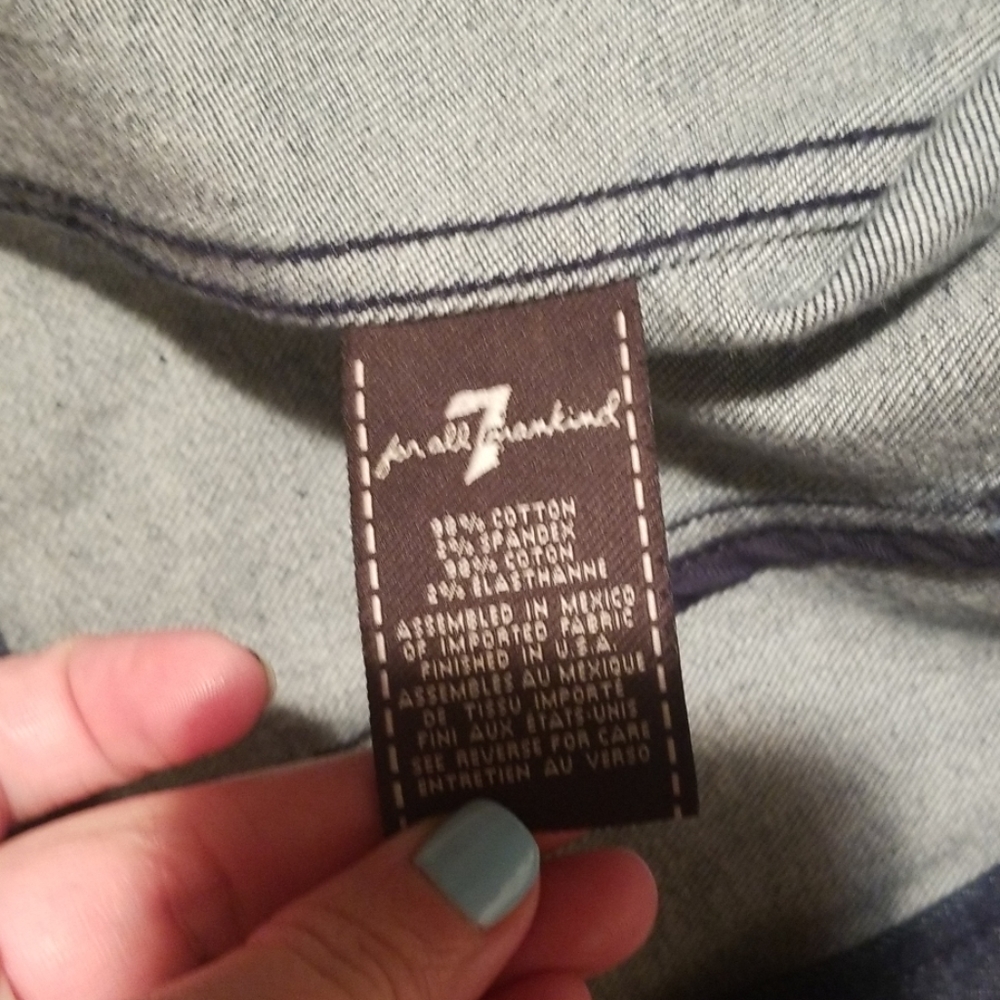 7 for all mankind dark wash jean jacket - Picture 7 of 8